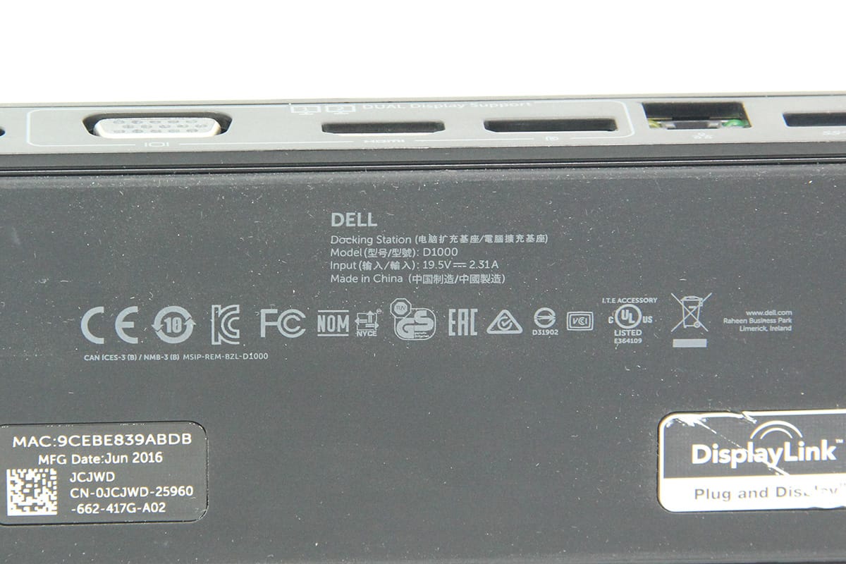Dell D1000 通用suface pro 台式 双视频USB3.0坞站 vga 扩展坞平板笔记本外接多屏炒股显示器外置网卡声卡显卡USB3.0集线器