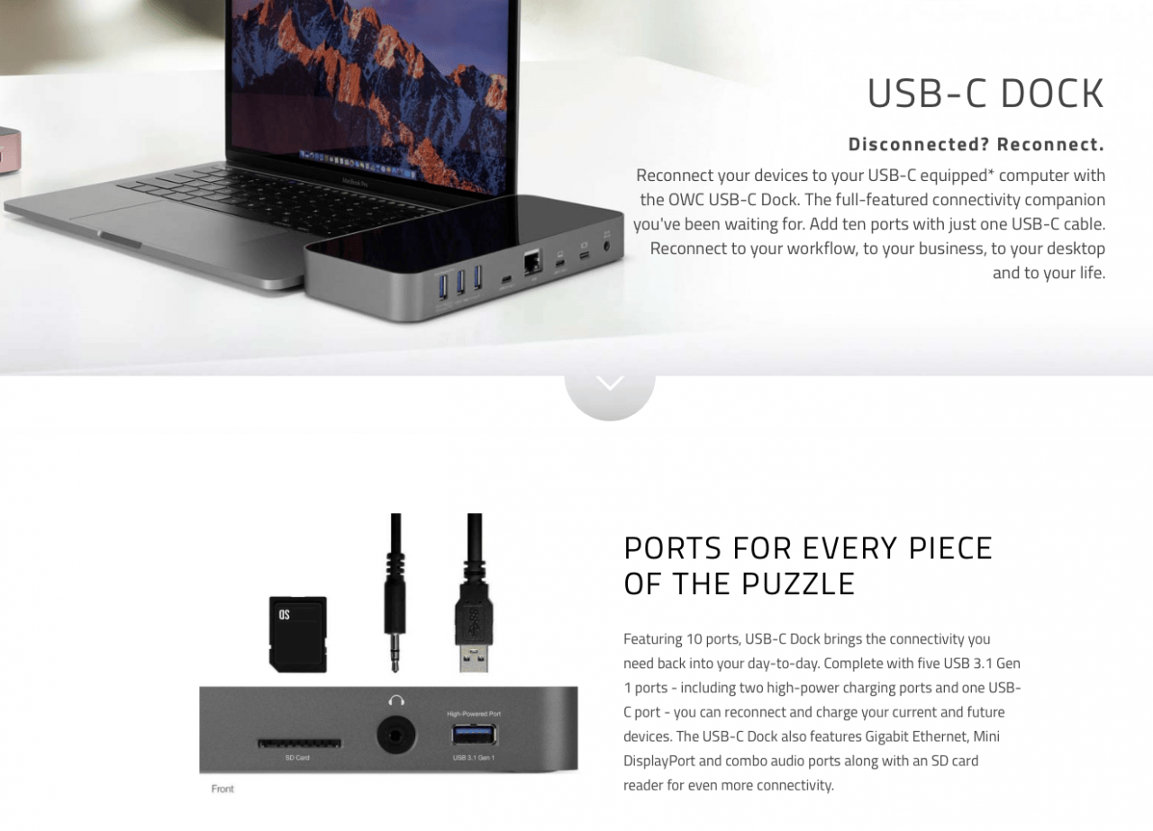 原装 OWC owctcdock11psg owctcdk 10pmdsg （mdp） USB-C type-c扩展坞dock macbook pro thinkpad 反向60瓦充电 转接10端口 sd卡等