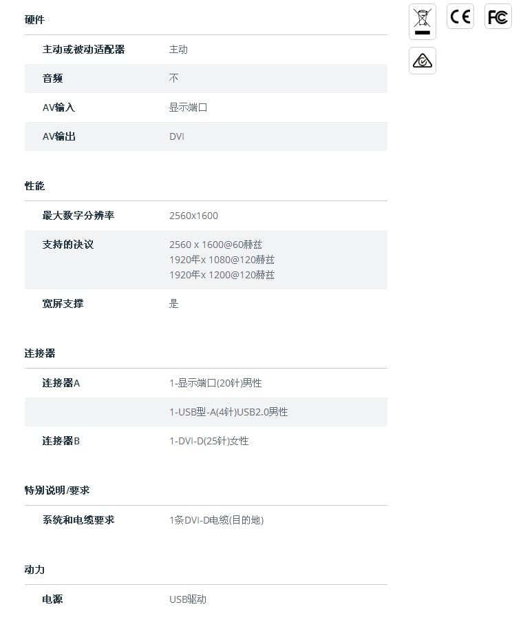 原装主动式 双链路DP转DVI 显示器2K分辨率转接线DisplayPort to DVI Dual Link Active Video Adapter Converter - DP to DVI-D - 2560x1600 原装主动式 双链路DP转DVI 显示器2K分辨率转接线DisplayPort to DVI Dual Link Active Video Adapter Converter - DP to DVI-D - 2560x1600