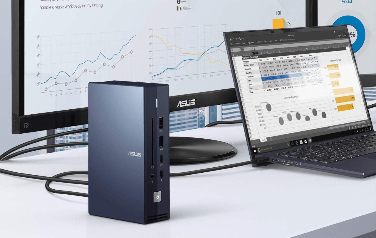 原装华硕 ASUS SimPro dock2 雷电3扩展坞 120瓦PD供电 笔记本电脑外扩接口显示器USB 智能卡