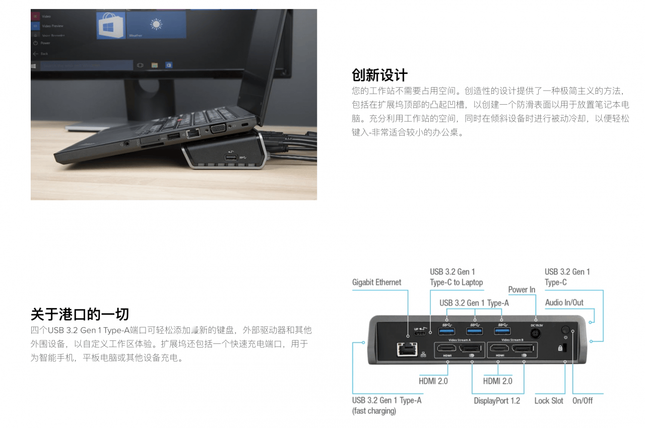 原装泰格斯 tarsus dock180usz 笔记本电脑通用扩展坞外接双4K显示器 60瓦PD协议供电 USB3.0 千兆网卡