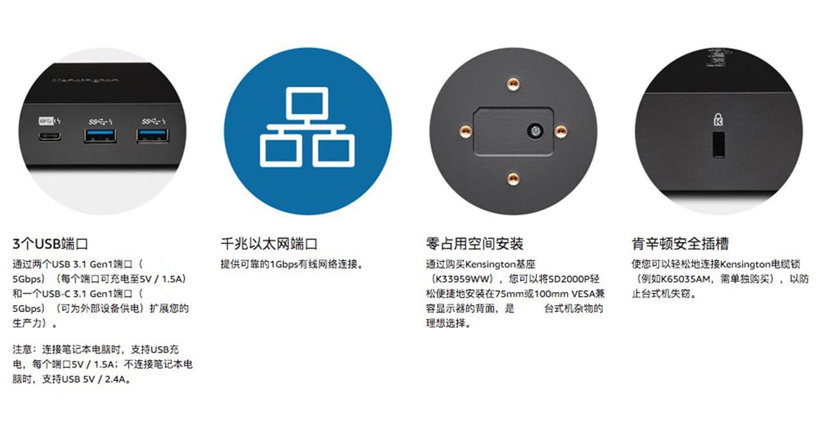 原装Kensington SD2000P USB-C dcok 4K PD协议60瓦供电输出 surface macbook xps thinkpad 安卓type-c 原装Kensington SD2000P USB-C dcok 4K PD协议60瓦供电输出 surface macbook xps thinkpad 安卓type-c