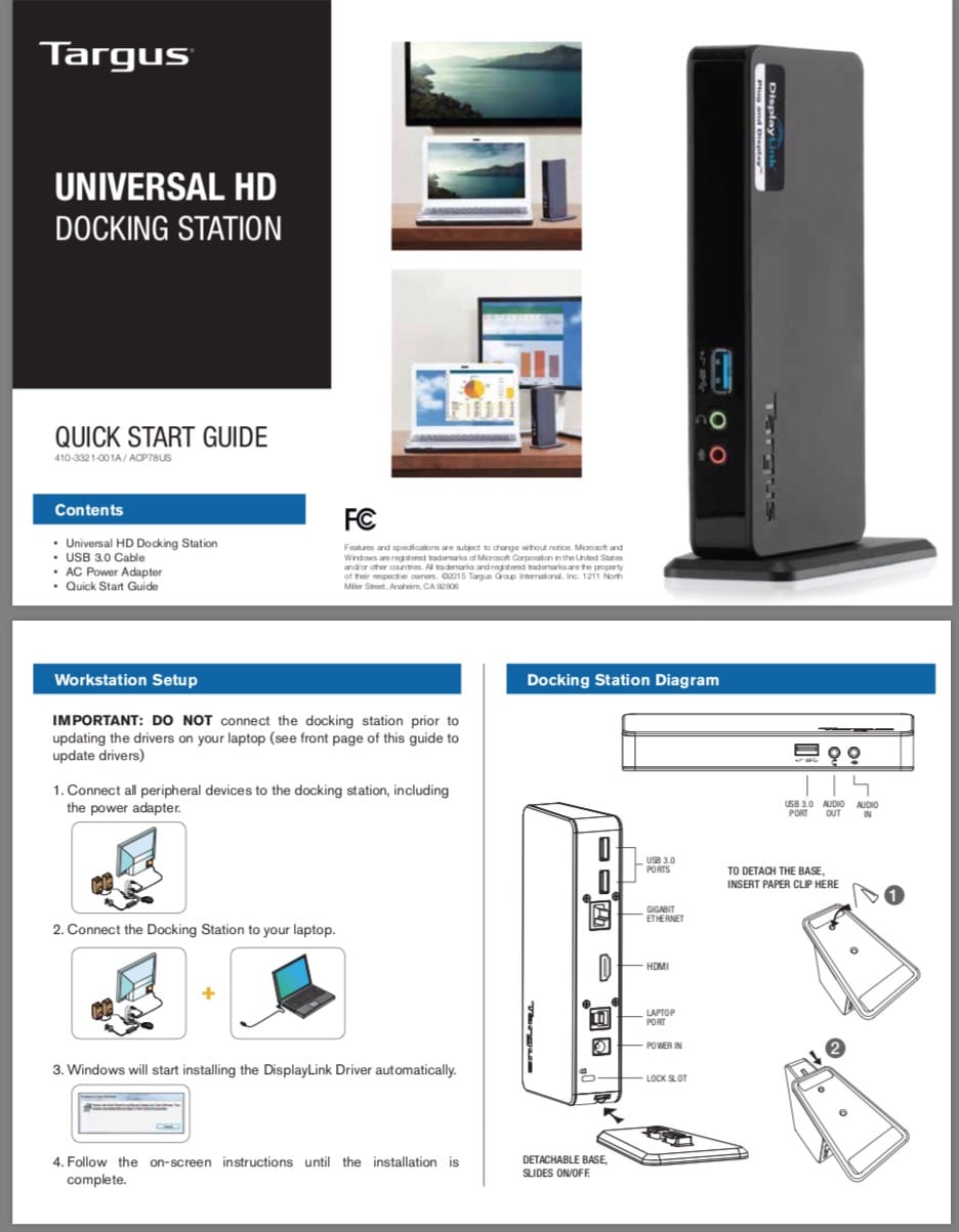 泰格斯Targus Universal USB 3.0 SV Docking Station (ACP076US) ACP78US 支持win Mac oxs