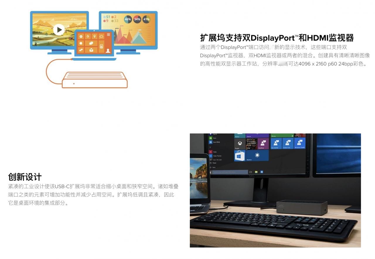 美国泰格斯 targus DOCK190USZ 笔记本电脑外接双屏4K 60hz网卡100瓦PD供电通用扩展坞