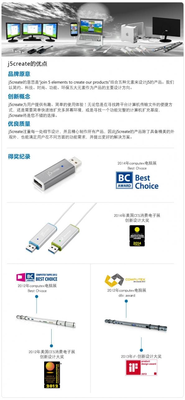 J5 create JUD500 USB 3.0外置扩展坞转HDMI VGA 支持苹果 WIN系统
