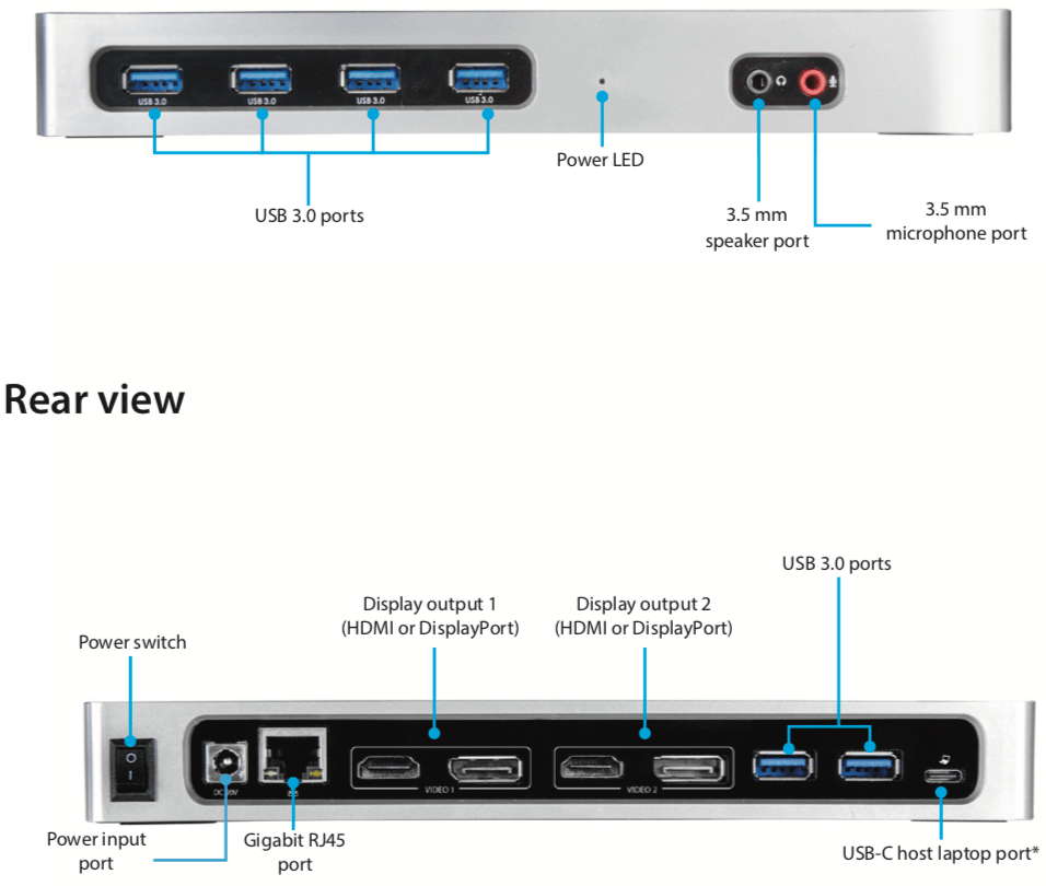 StarTech.com DK30A2DH type-c扩展坞win Mac电脑DOCK Dual-4K Docking Station with 6 x USB 3.0 Ports