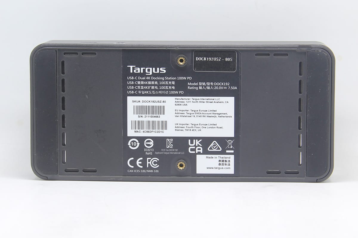 Targus dock192通用型 Displaylink 扩展坞双4k 60hz 千兆网卡USB-C gen2 USB3.0