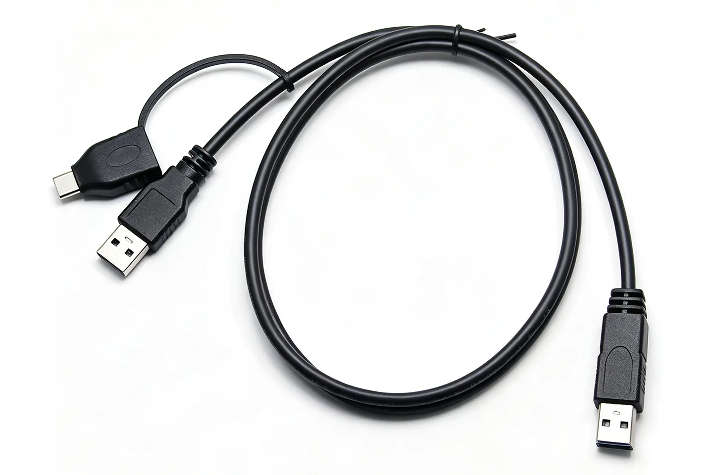 1米 双接头USB3.0数据线 USB-C转USB-A母口 USB公头/Type-C打印机线笔记本硬盘高速传输线