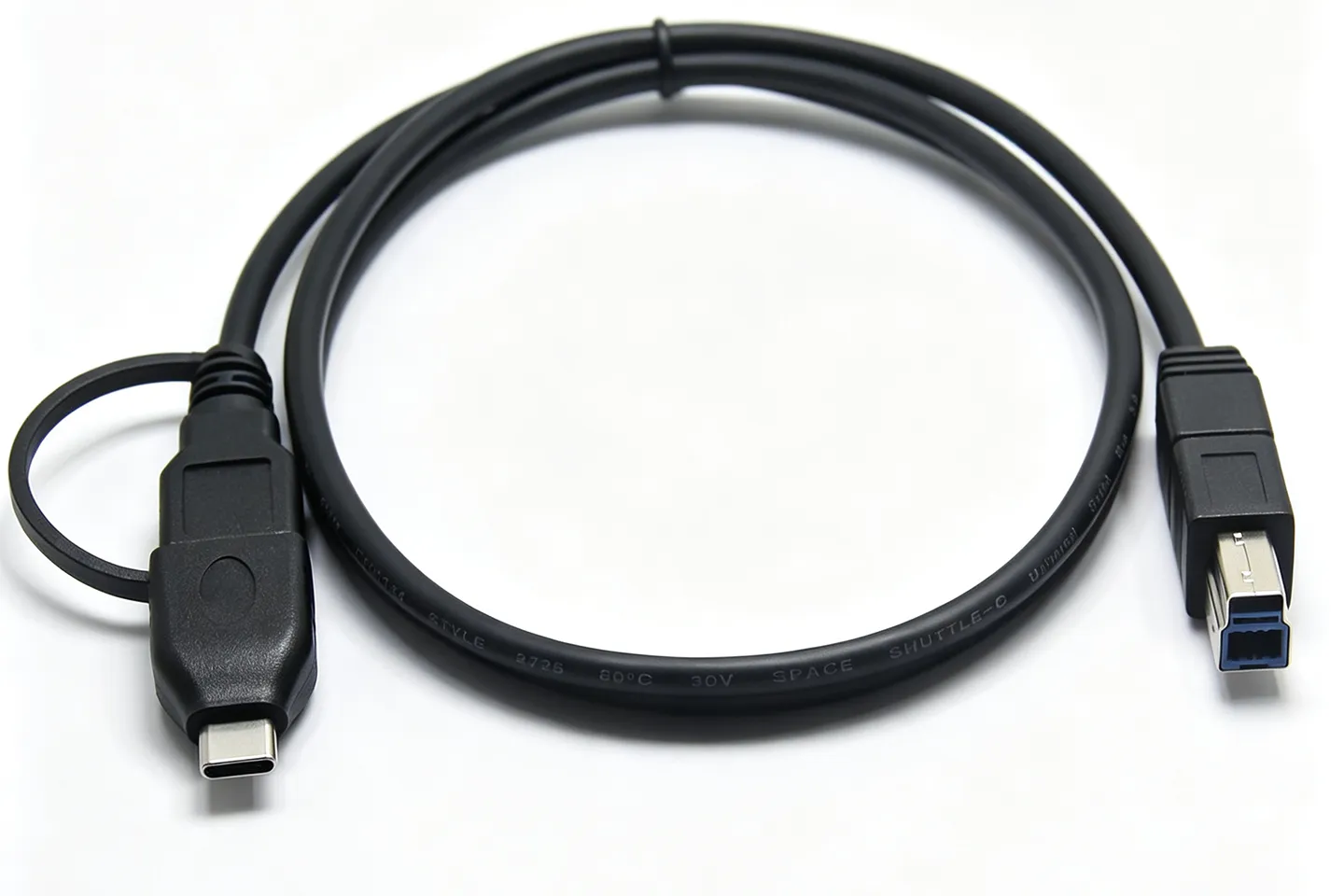 1米 双接头USB3.0数据线 USB-C转USB-A母口 USB公头/Type-C打印机线笔记本硬盘高速传输线
