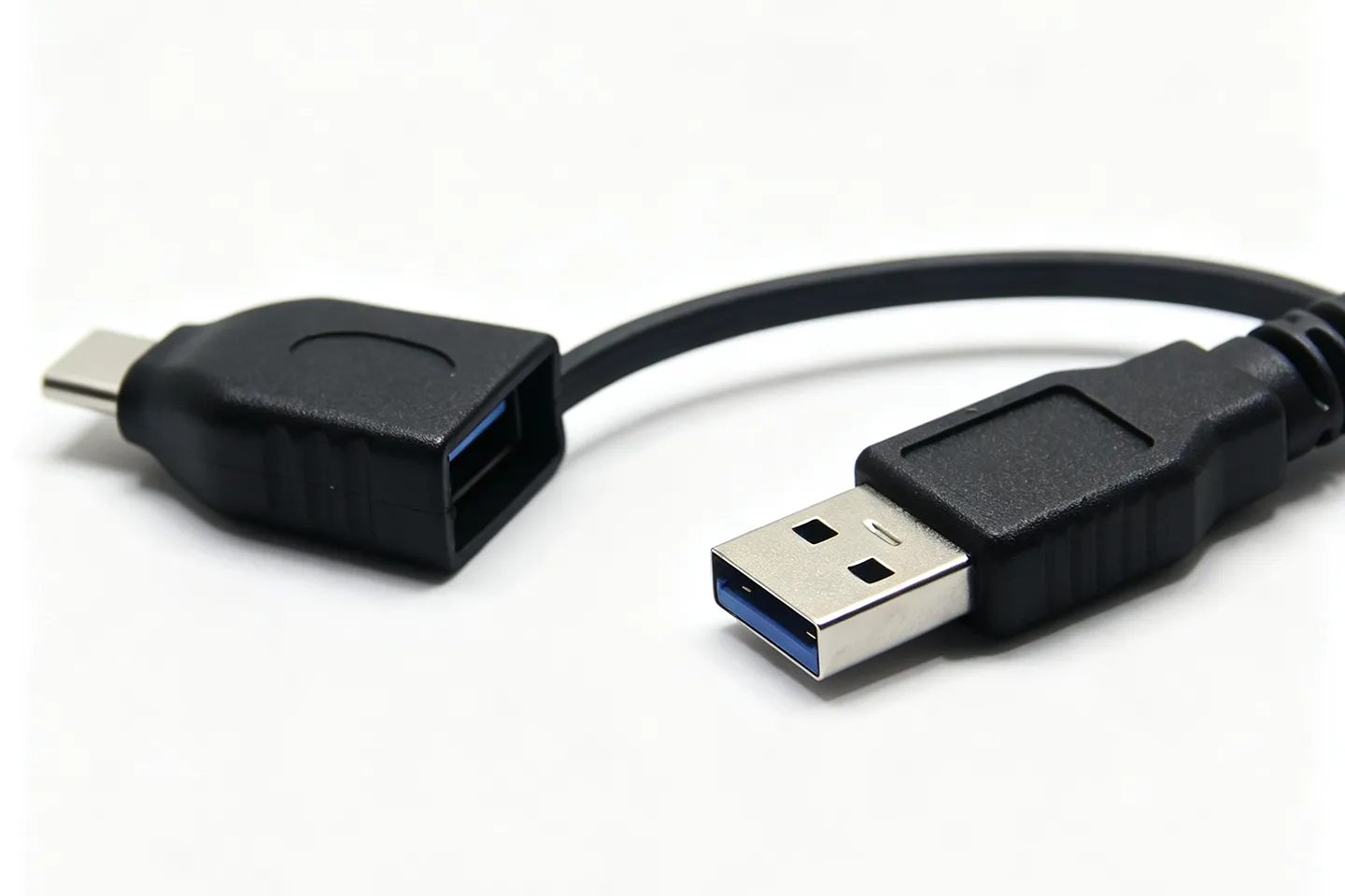 1米 双接头USB3.0数据线 USB-C转USB-A母口 USB公头/Type-C打印机线笔记本硬盘高速传输线